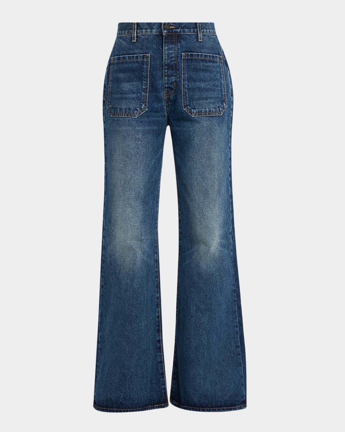Florence Patch-Pocket Flare Denim Jeans
