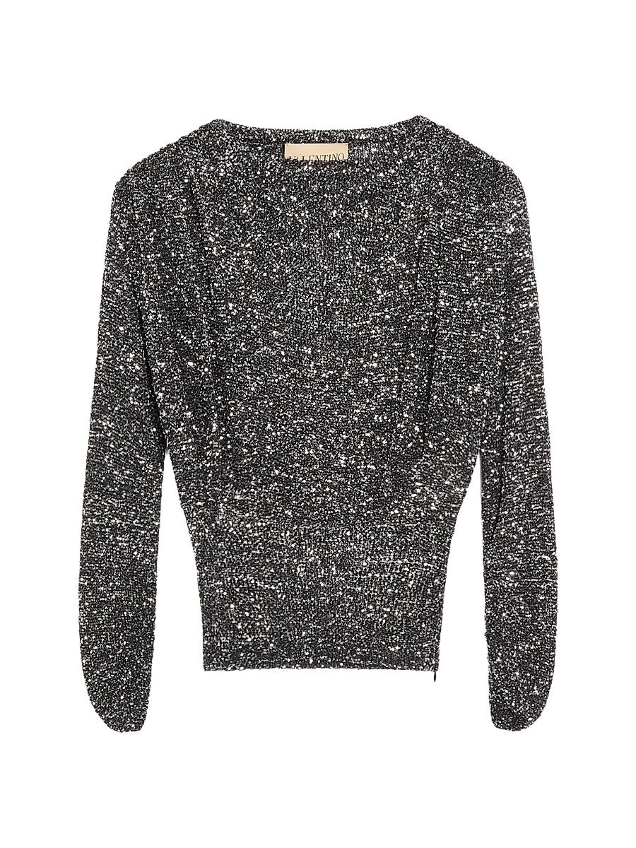 Women's Sequin Thread Jumper - Black Silver - Size Medium