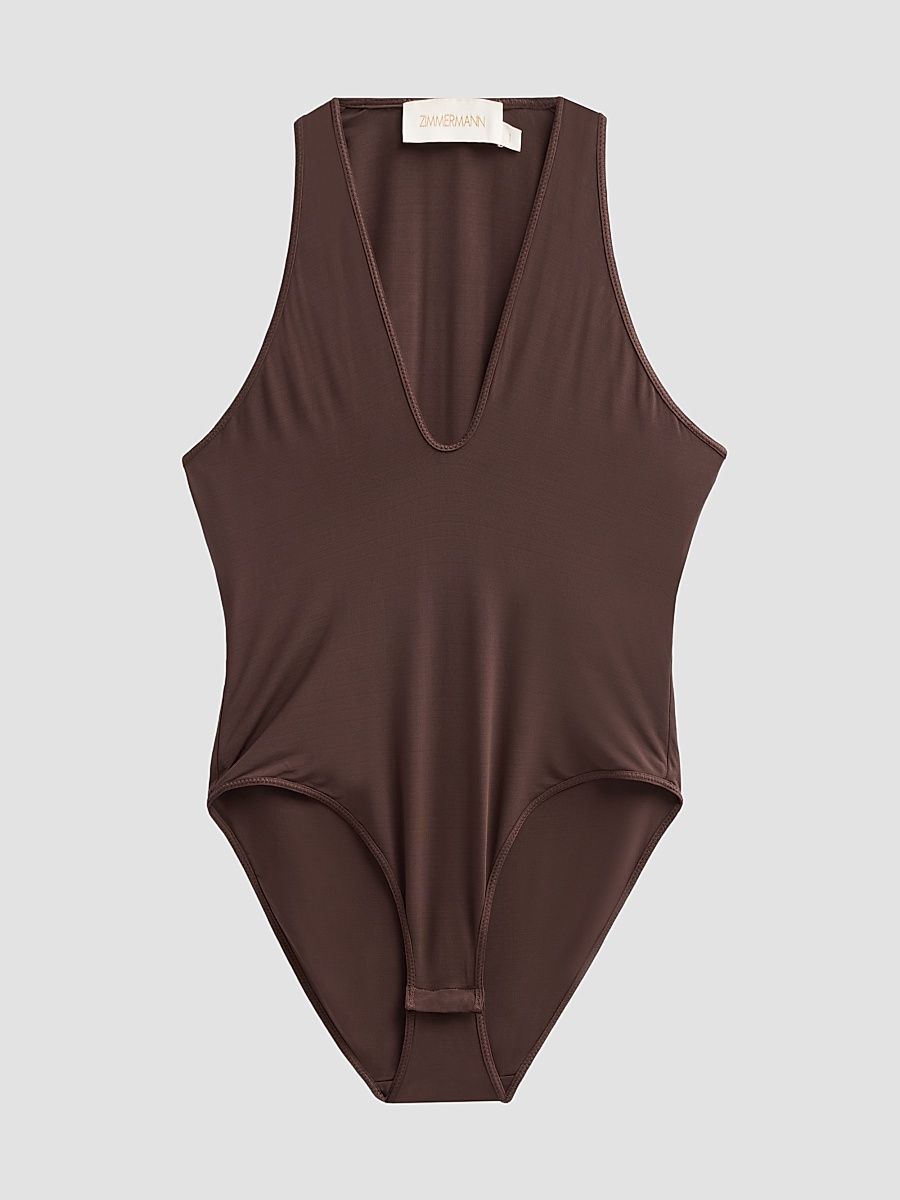 Women's Luna Plunge Bodysuit - Chocolate - Size 10
