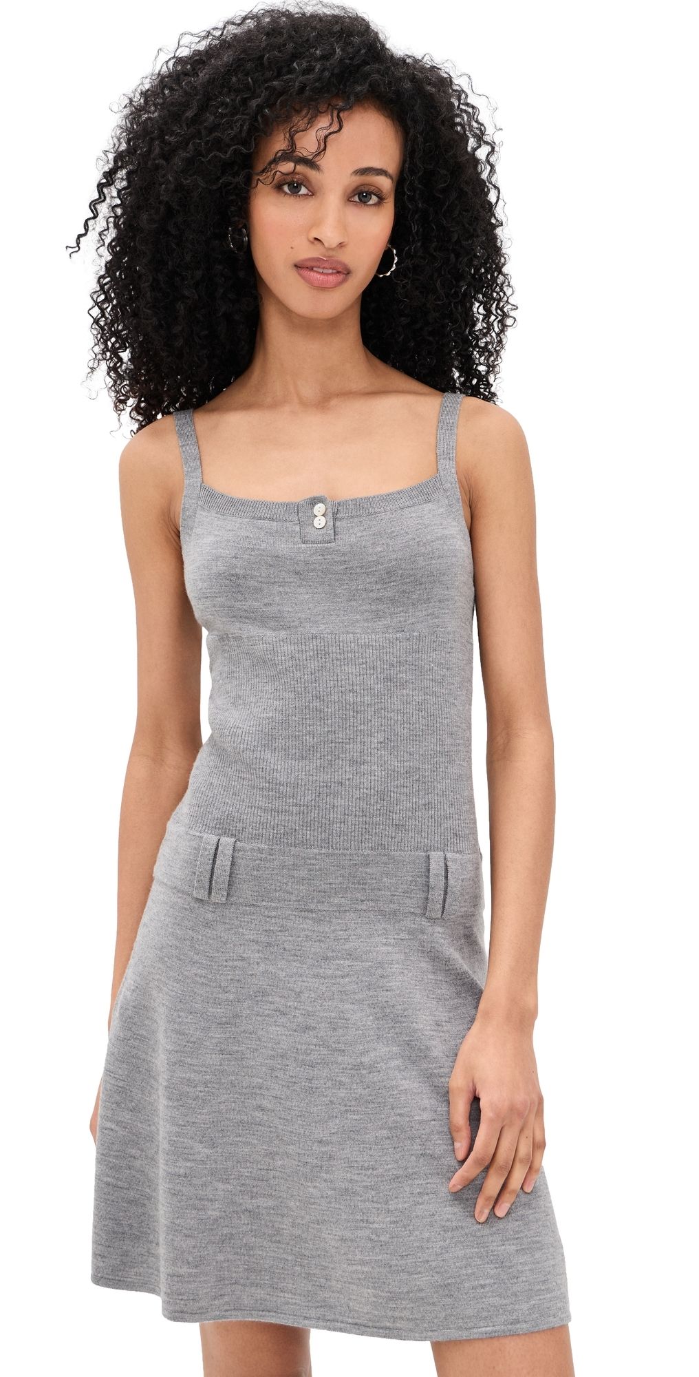 Sandy Liang Glace Merino Wool Dress Heather Grey XS