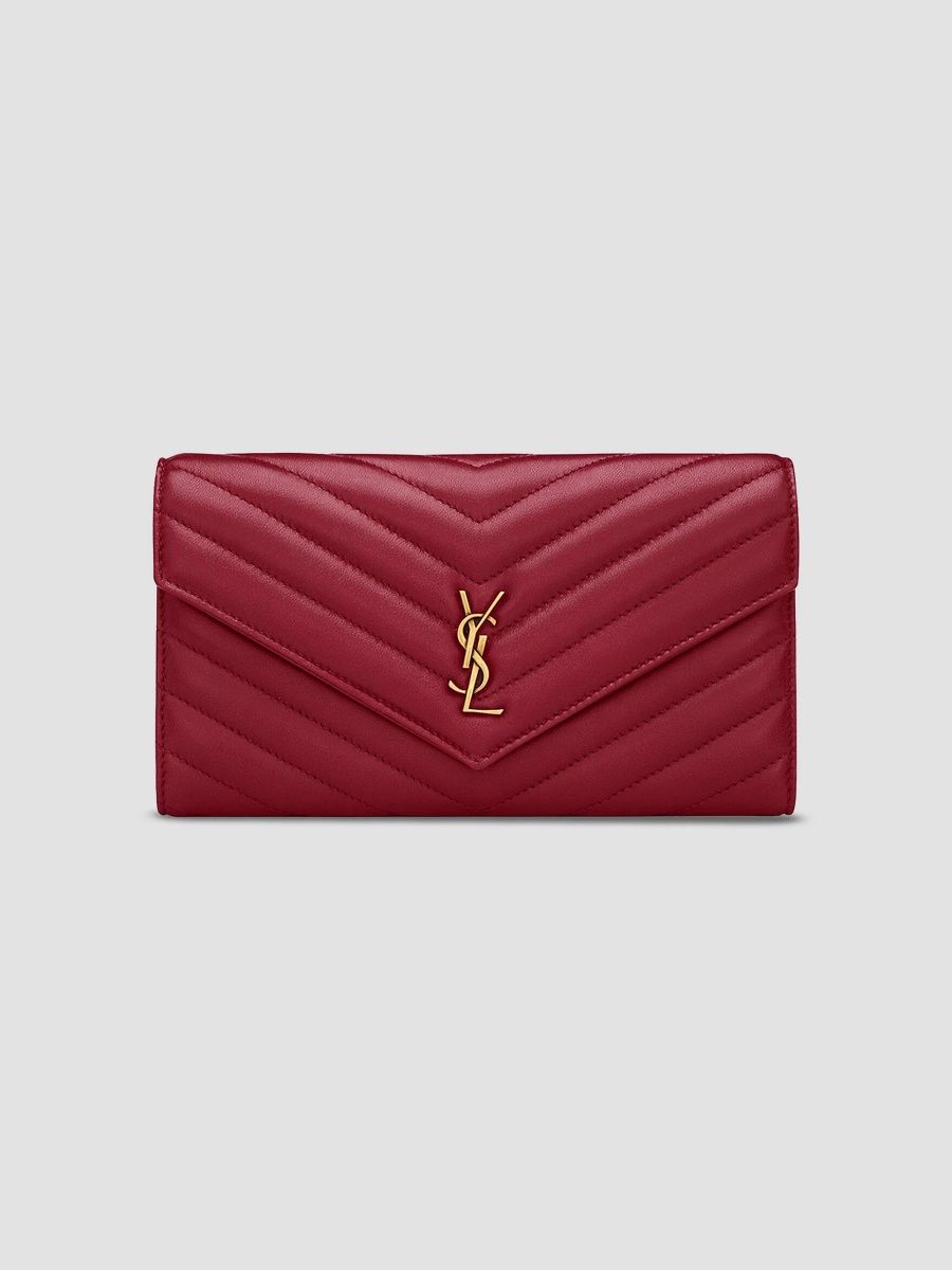 Saint Laurent Women's Cassandre Large Flap Wallet - Deeply Red