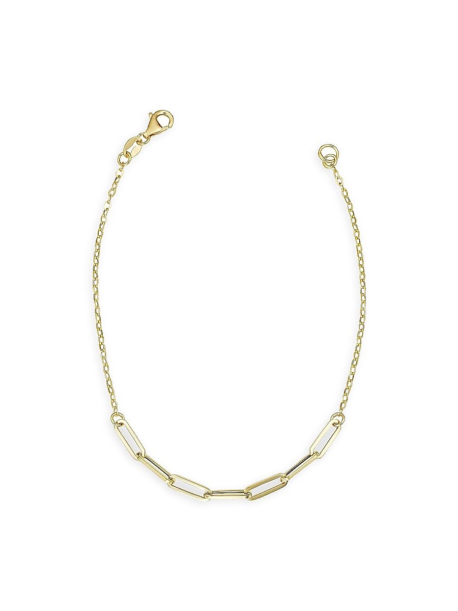 Women's 14K Yellow Solid Gold Venice Center Cut Bracelet - Yellow Gold - Size 7.5