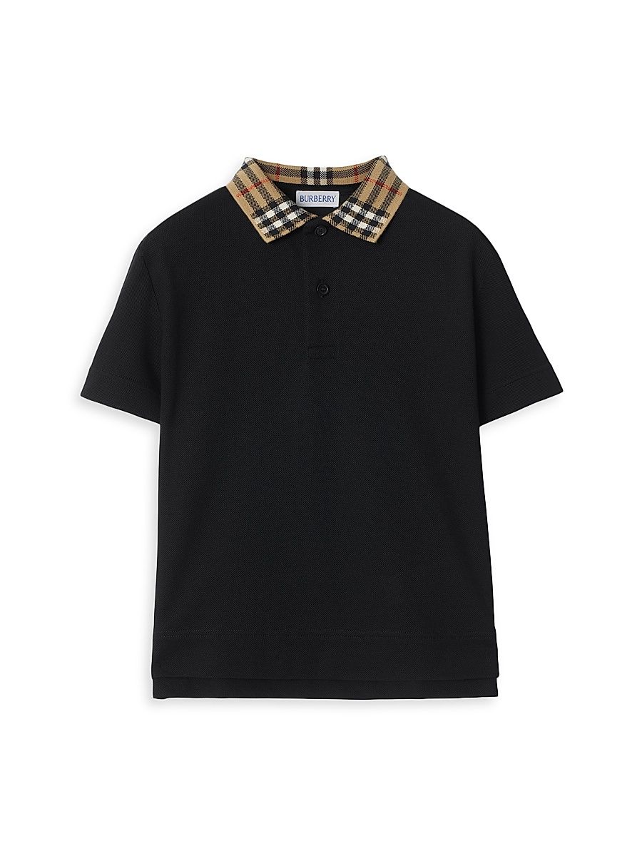 Baby Boy's, Little Boy's & Boy's Check Collar Cotton Polo Shirt - Black - Size 6 Months