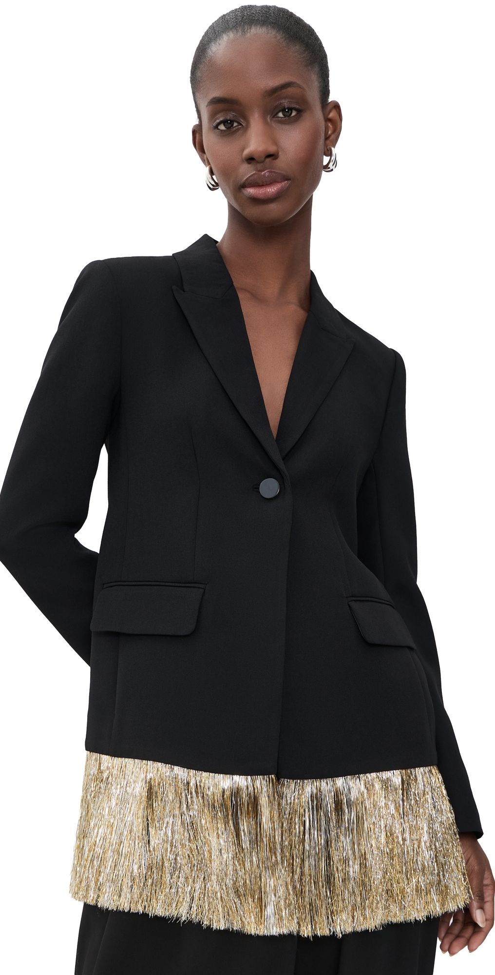 SIMONMILLER Odette Crepe Fringe Blazer Black XS