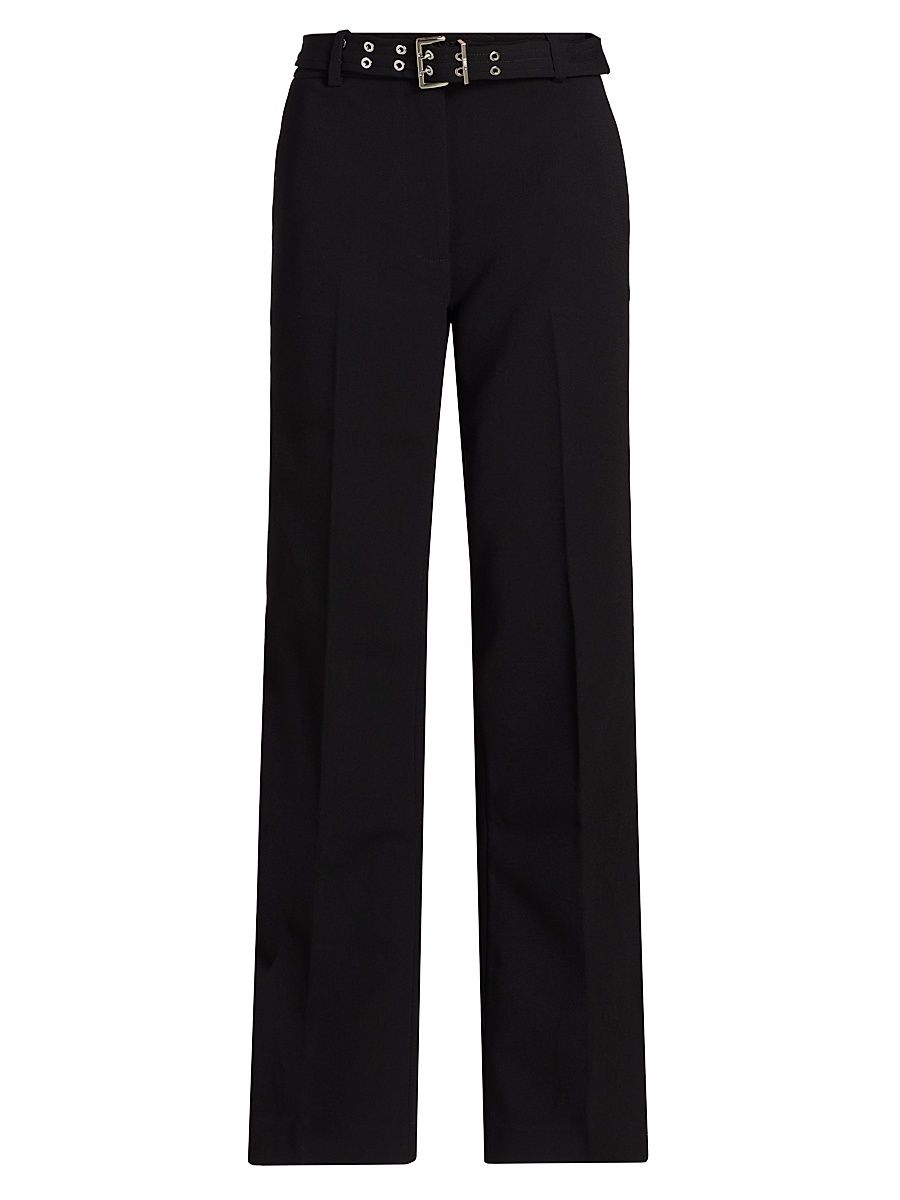 Women's Bonded Crepe Belted Pants - Black - Size 10