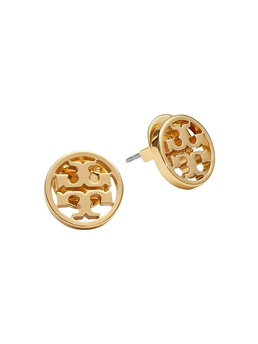 Women's 16K Yellow-Gold-Plated Logo Circle Stud Earrings - Tory Gold