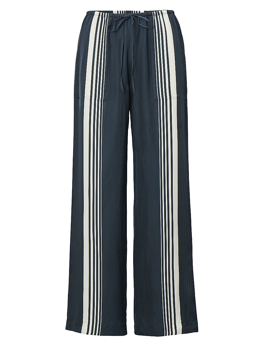 Women's Claire Stripe Scarf Print Drawstring Pants - Salute Scarf - Size Large