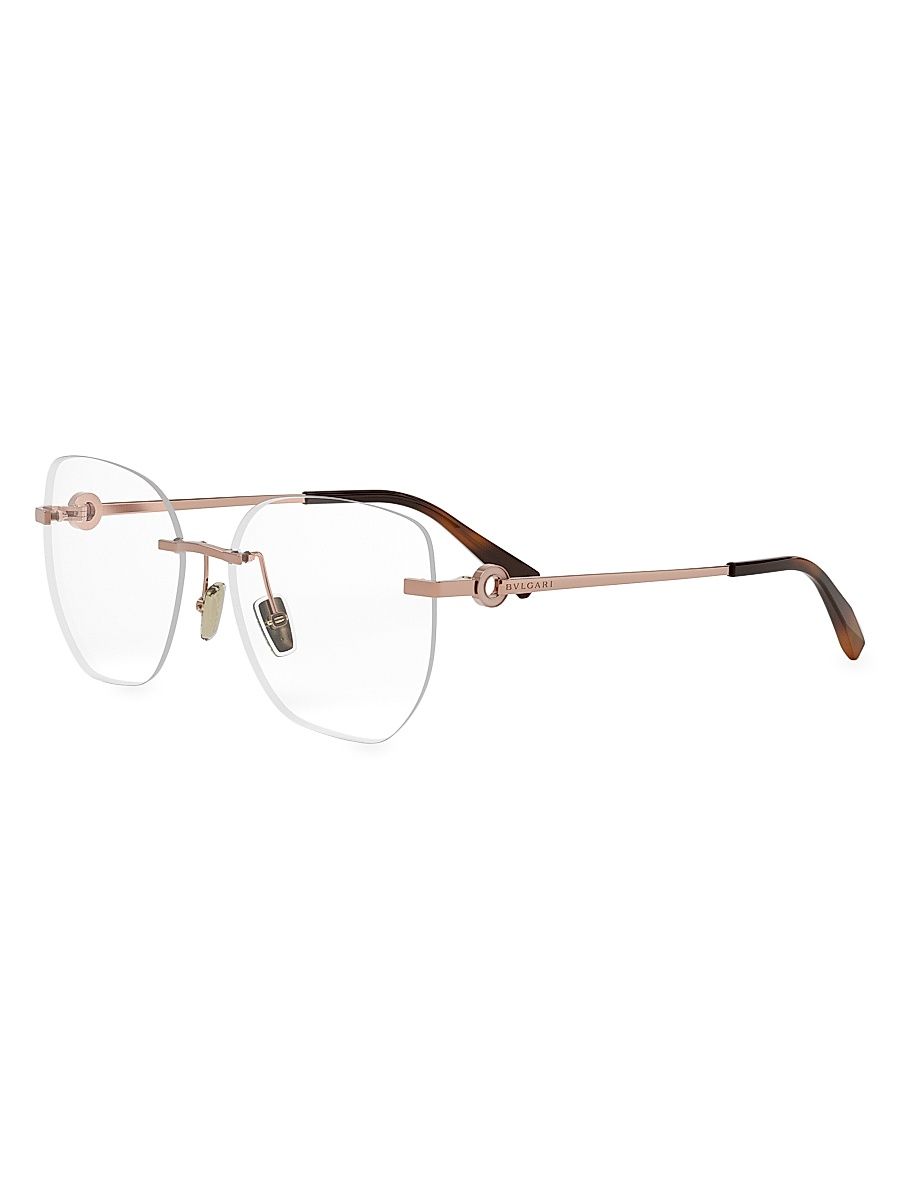 Women's 56MM Geometric Optical Glasses - Rose Gold