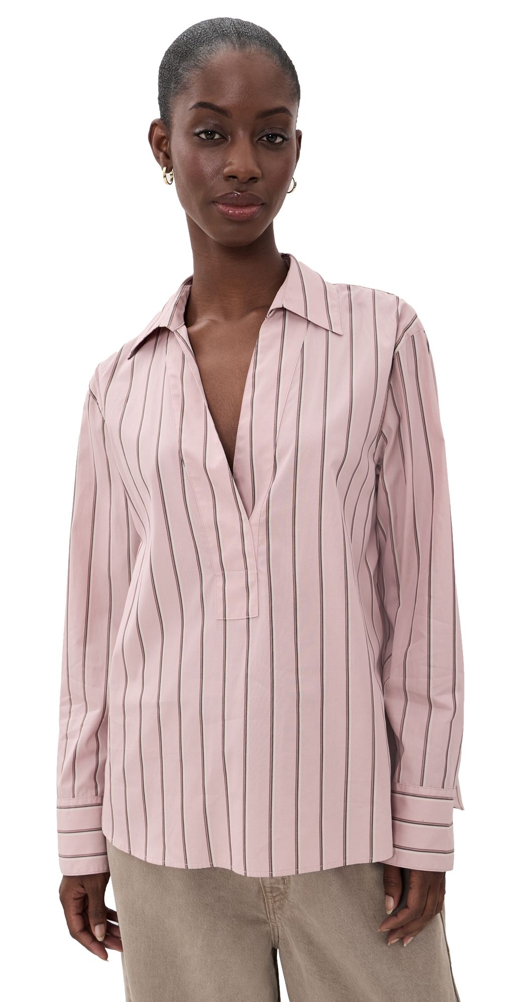 Vince Relaxed Popover Blouse Pale Peony L