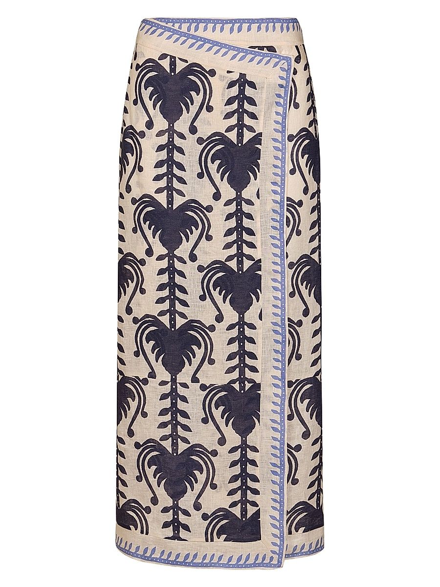 Women's Deep Blue Sea Midi-Skirt - Ecru Navy - Size 6