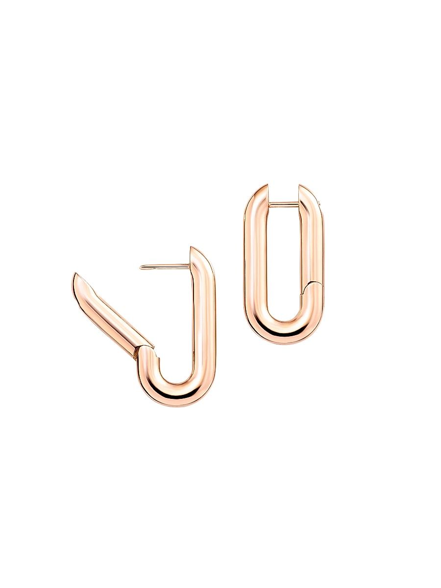 Women's Mon Jeu 18K Rose Gold Oval Hoop Earrings - Pink Gold