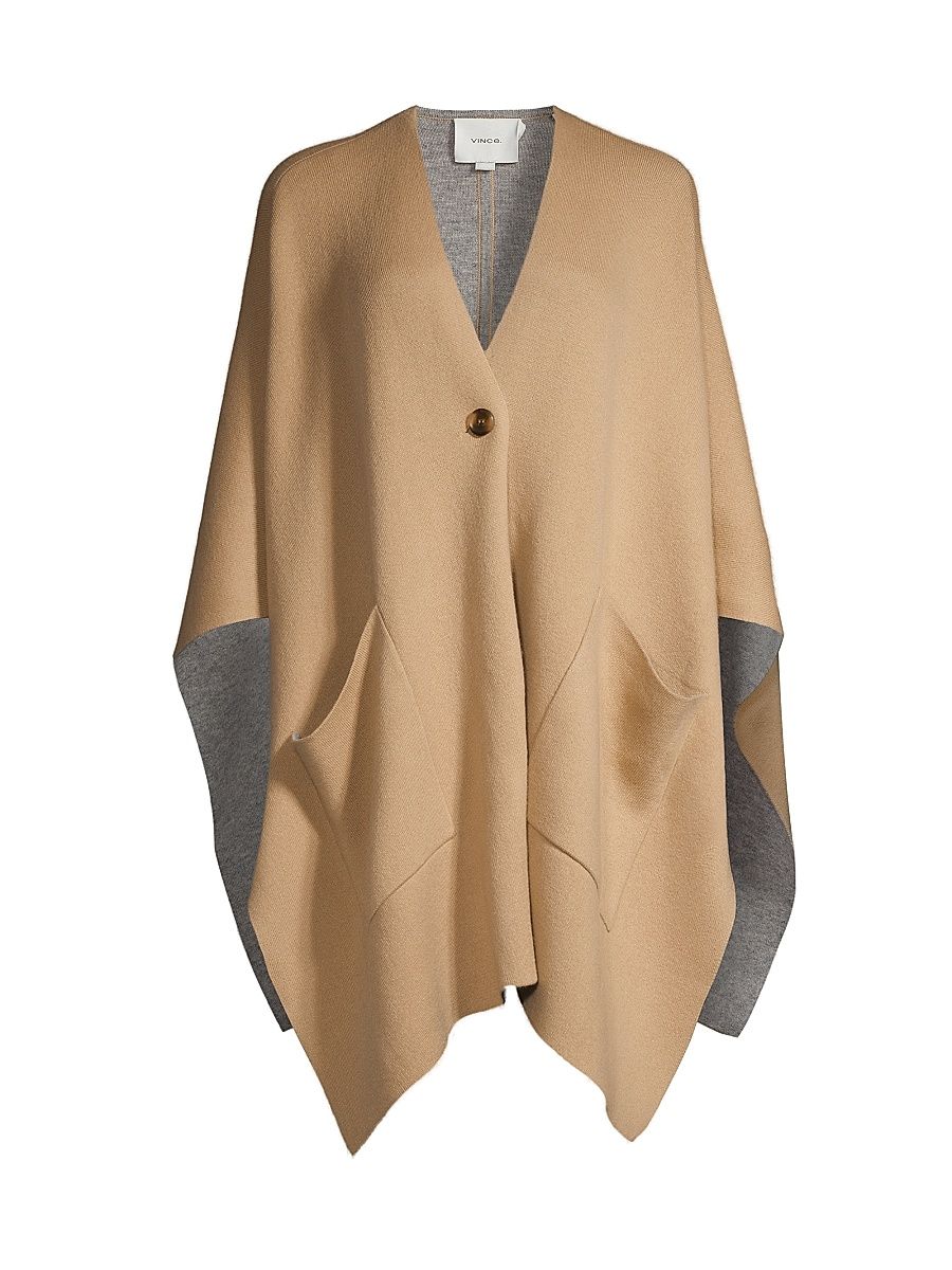 Women's Double-Face Wool-Cashmere Cape - Camel Grey