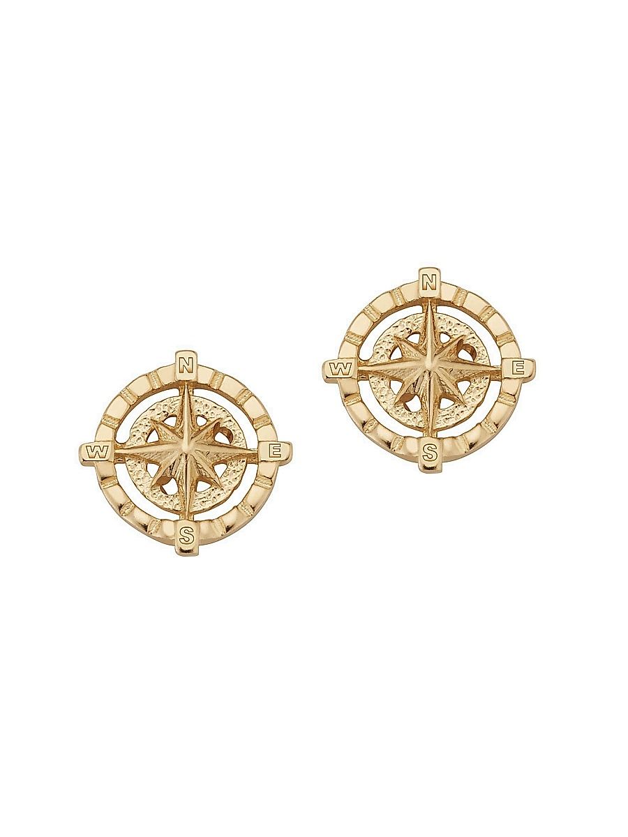 Women's 14K Yellow Gold Compass Rose Studs - Yellow Gold