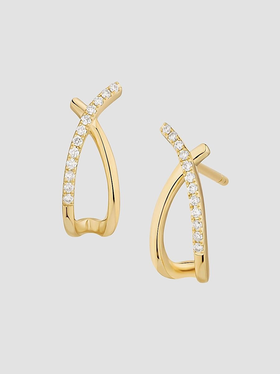 Women's 14K Yellow Gold Kisses Diamond Drop Earrings - Gold