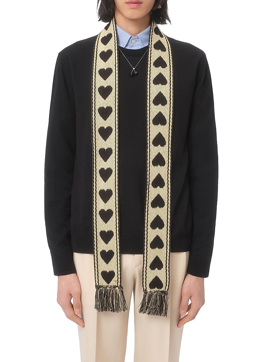 Men's Antibes Cotton Scarf with Fringe - Butter Black