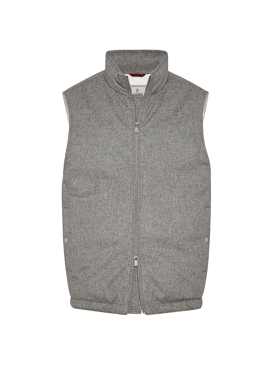 Men's Bonded Wool Flannel Down Vest - Grey - Size Medium