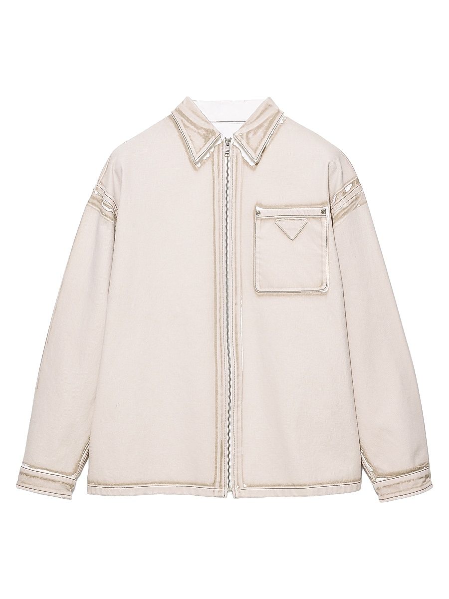 Men's Bull Denim Zipper Shirt - Brown - Size Large