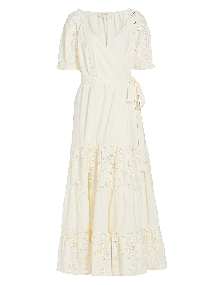 Women's Sasha Surplice Tiered Maxi Dress - Ivory - Size Small