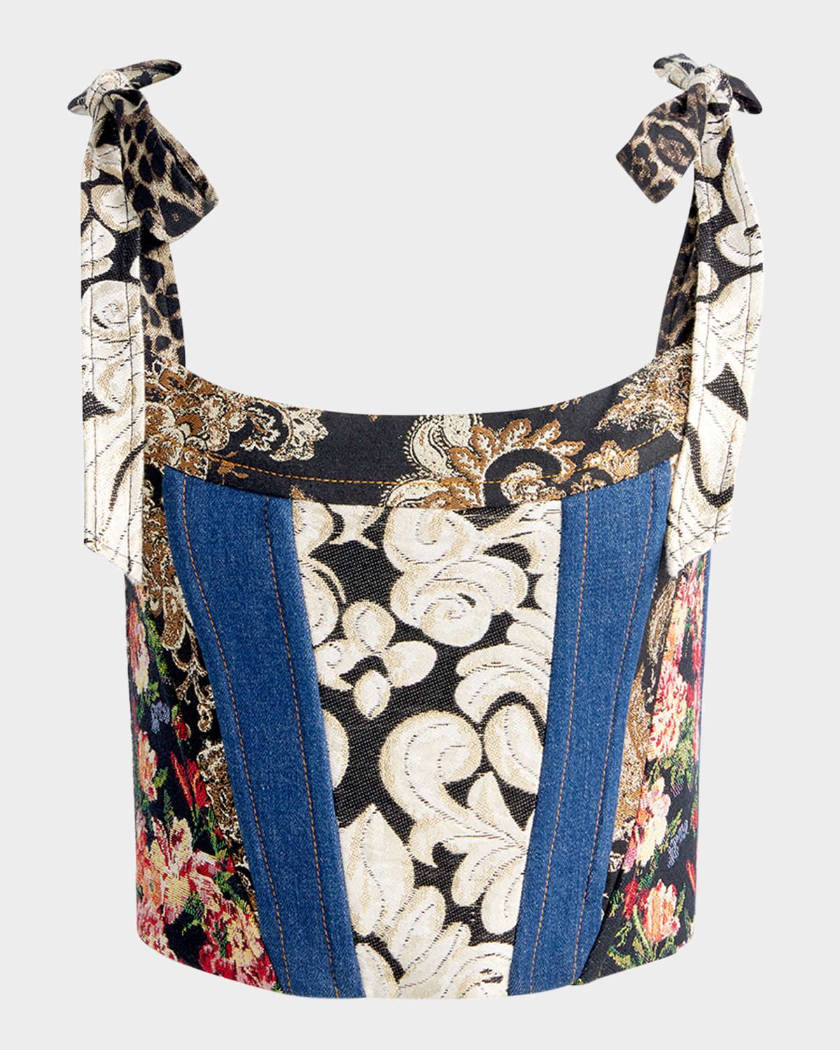 Clara Bow-Strap Paneled Bustier