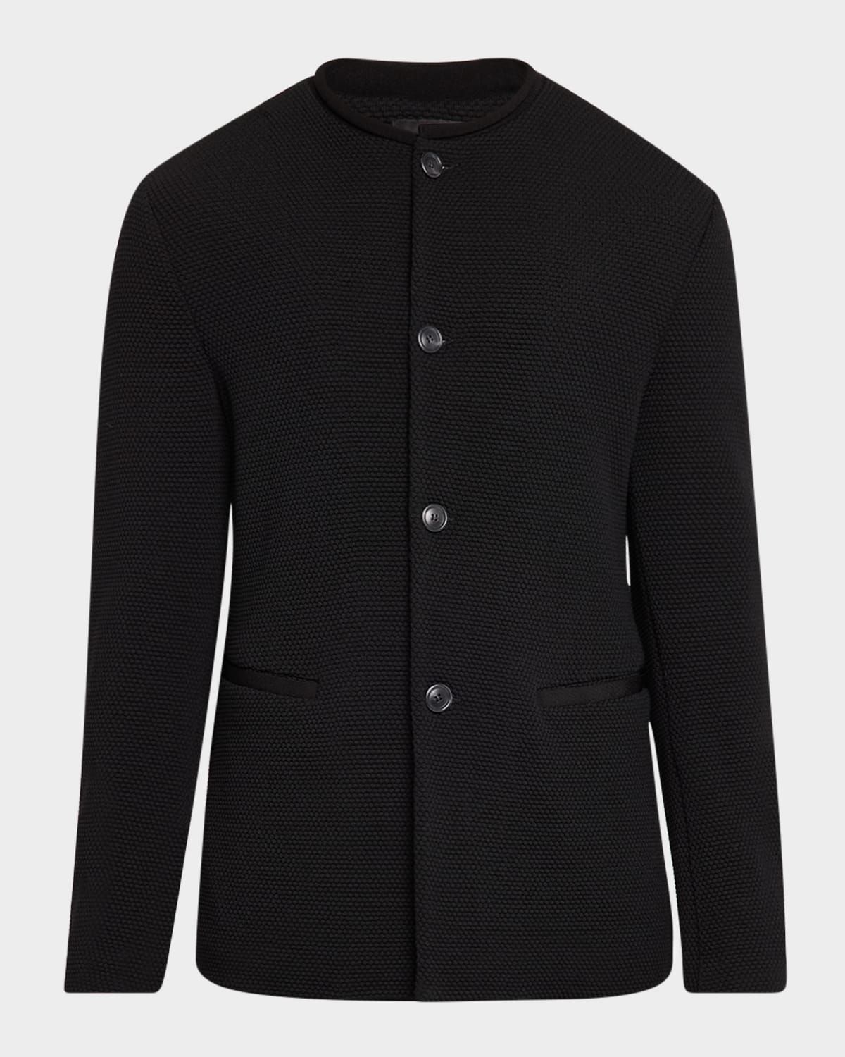 Men & apos;s Textured Band-Collar Blazer