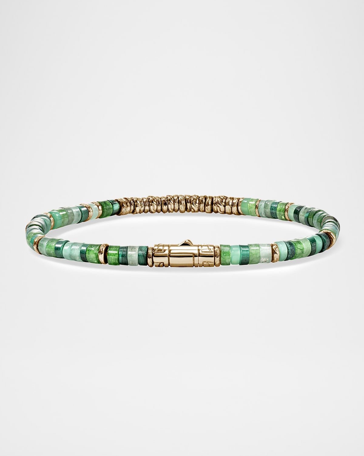 Men & apos;s Multi-Gemstone Heishi Beaded Bracelet with 14K Gold, 4mm