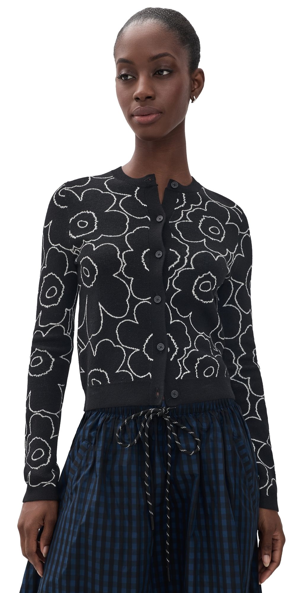 Marimekko Villi Piirto Unikko Knitted Cardigan Black/Off White M
