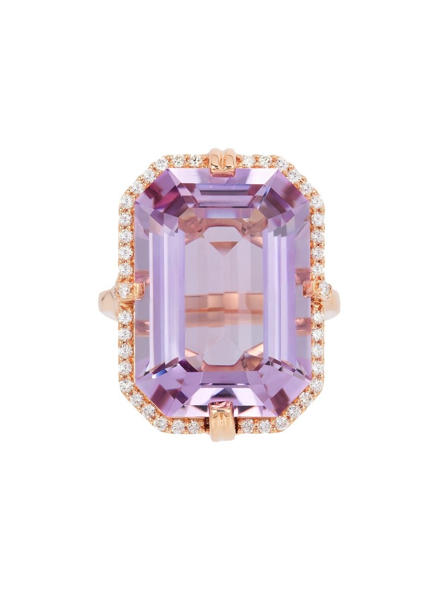 Goshwara Women's Gossip 18K Rose Gold, Lavender Amethyst & 0.41 TCW Diamond Cocktail Ring - Rose Gold - Size 7
