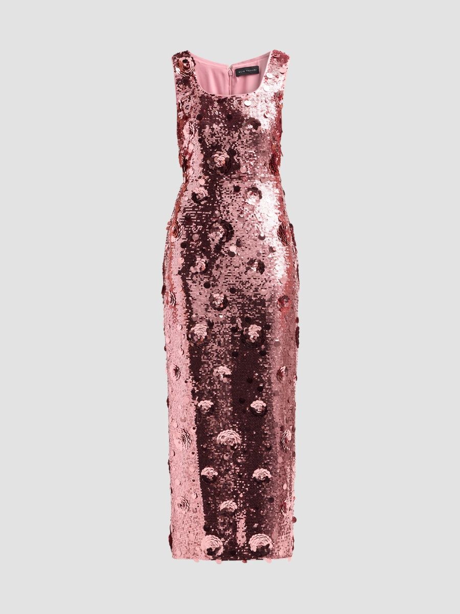 Elie Tahari Women's The Charlie Sequin Column Dress - Soft Fuchsia Pink - Size 16