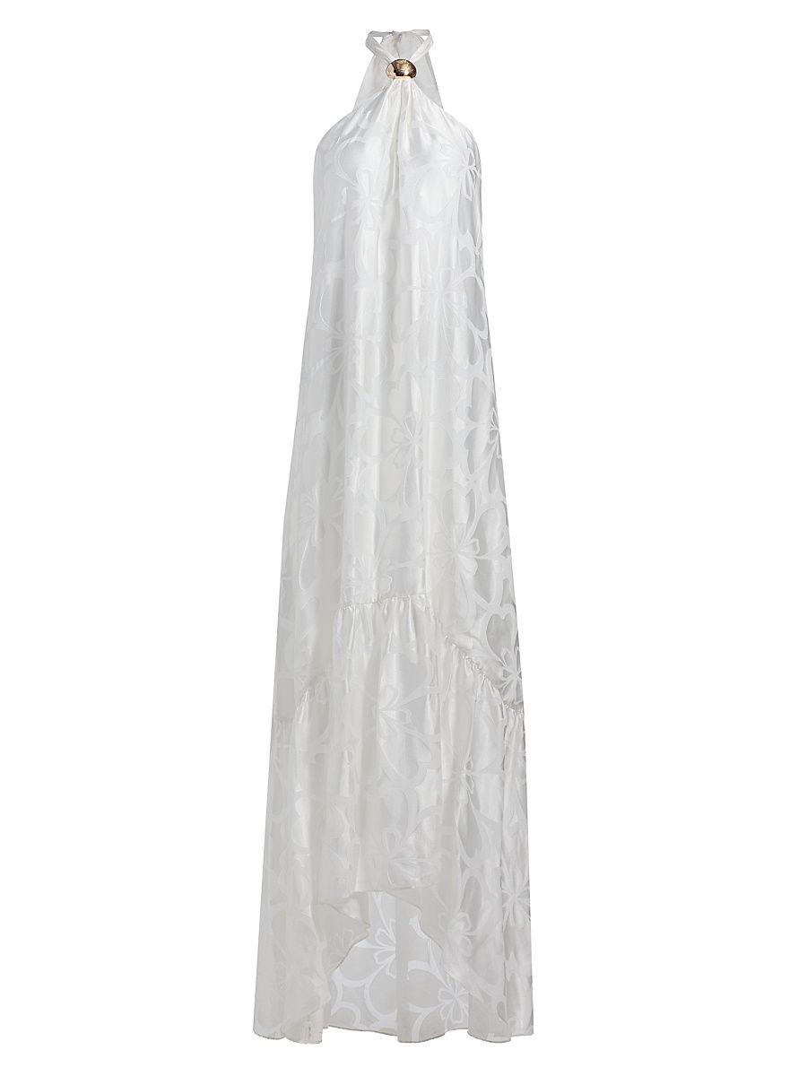 Women's Zelda Floral Burnout Halter Maxi Dress - Ivory Burnout - Size XXL