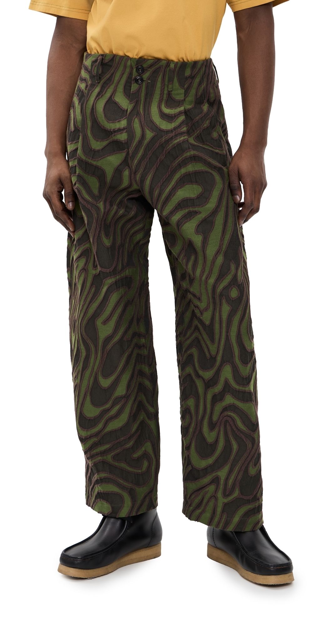 Nicholas Daley Wide Leg Pleated Trousers Olive 28