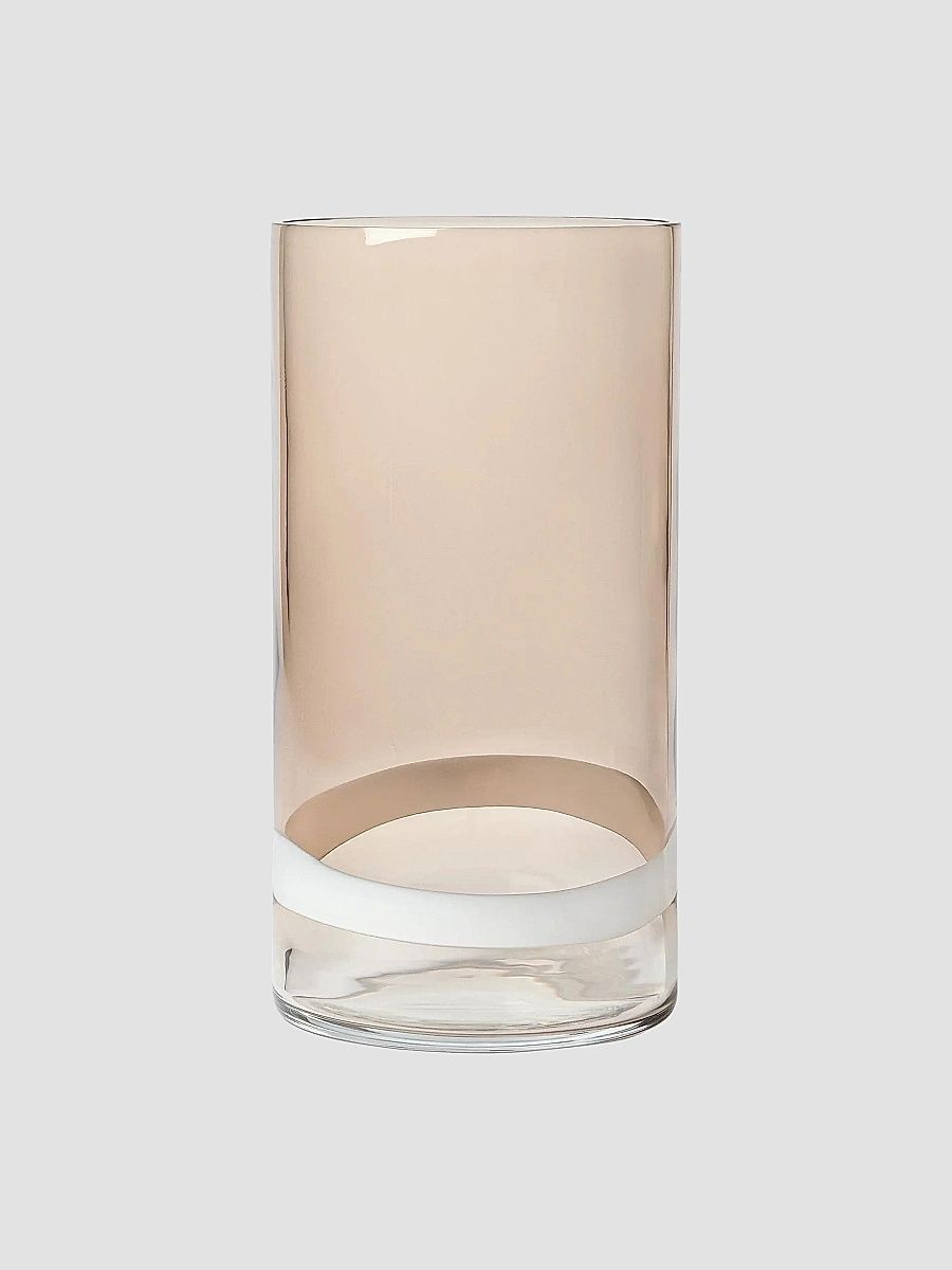 Murano Glass Striped Vase - Brown Fade