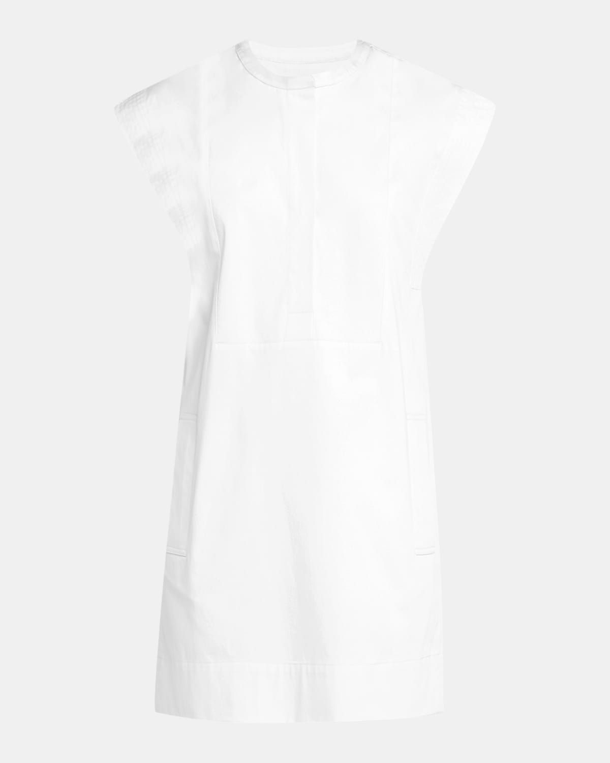 Structured Cap-Sleeve Cotton Sateen Mini Dress