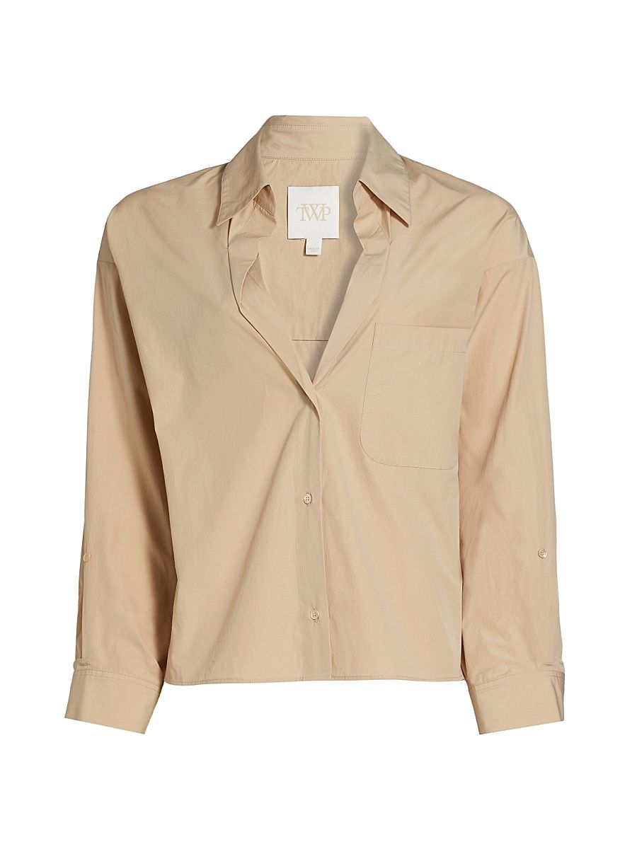 Women's Day After Cotton Button-Front Shirt - Sandstone - Size Medium