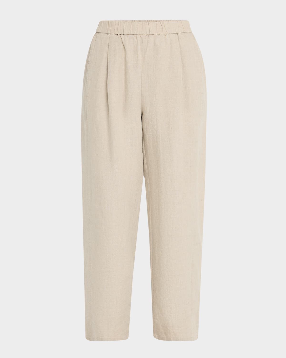 Cropped Organic Linen Lantern Pants