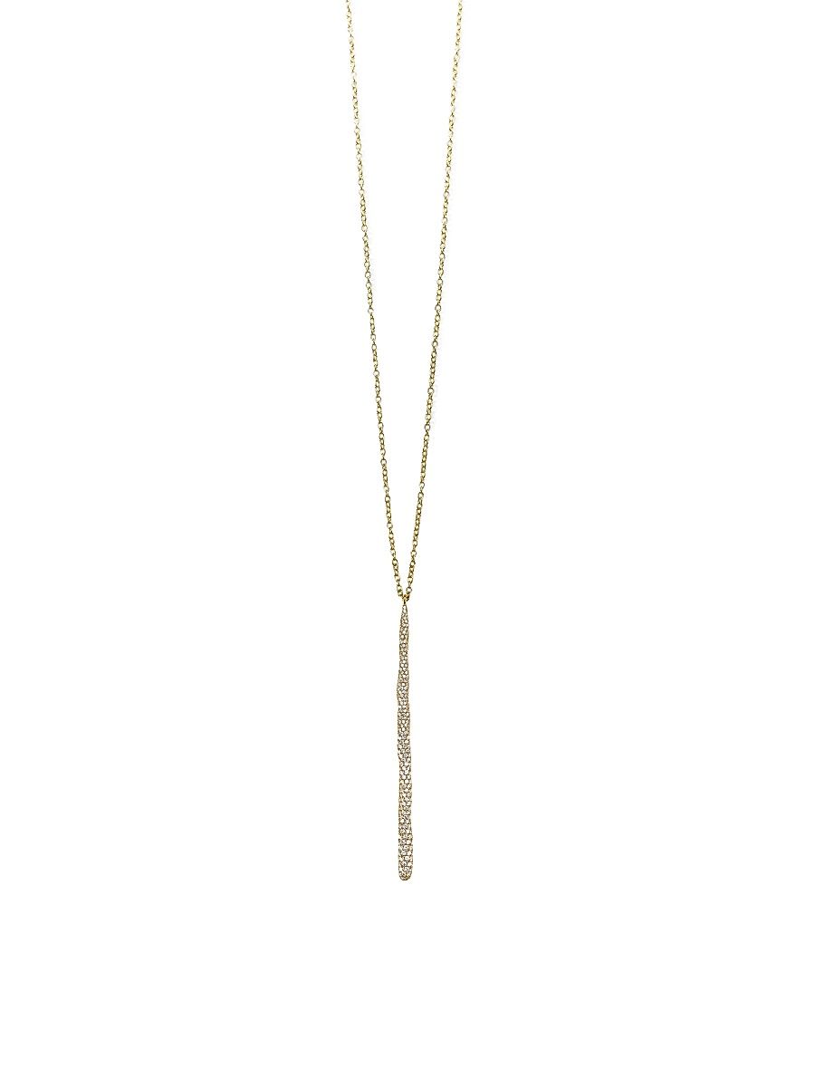Women's Stardust Long 18K Green Gold & Diamond Squiggle Stick Pendant Necklace - Gold - Size 16