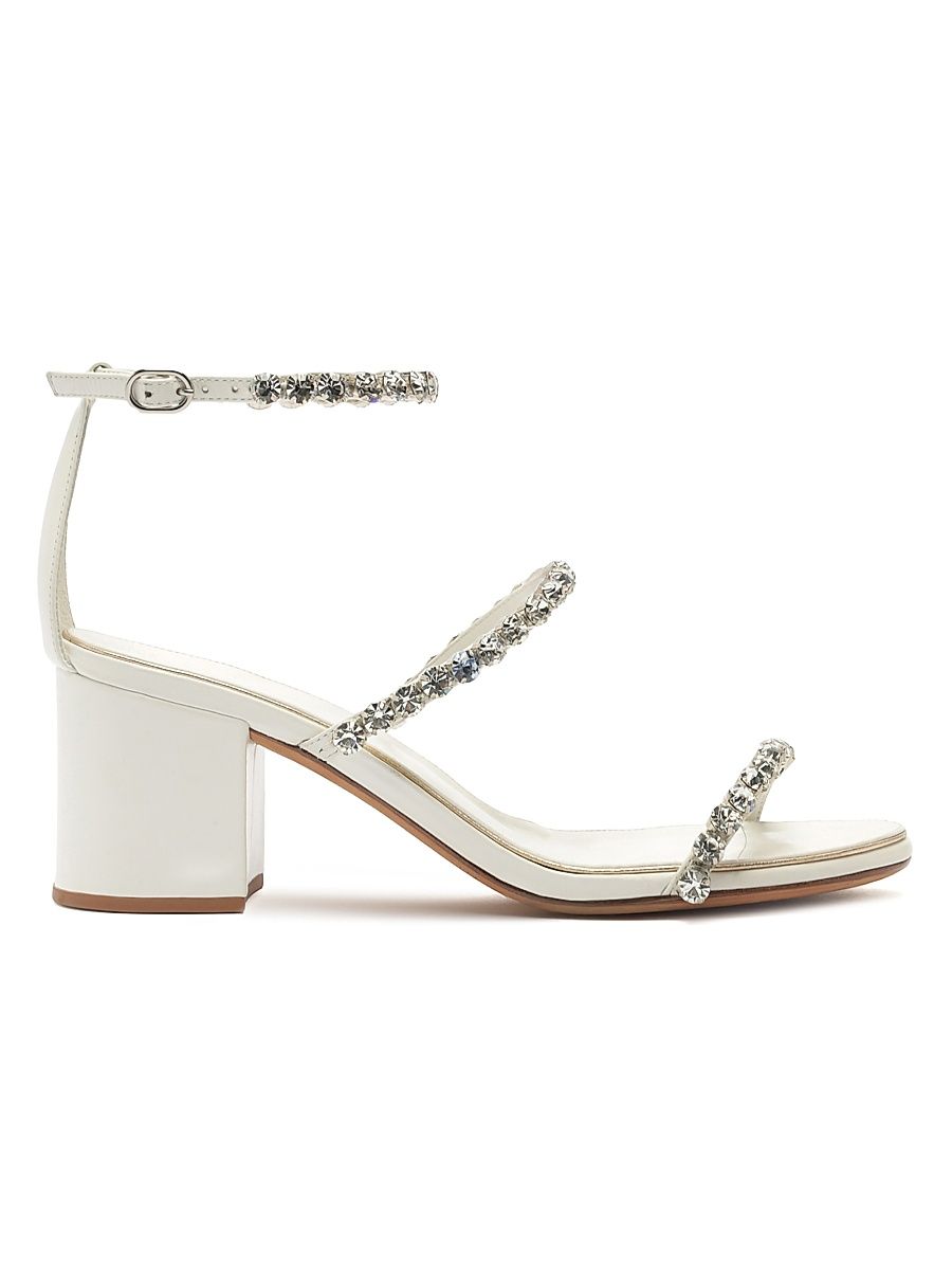 Women's Alexa Crystals Bridal 60MM Leather Sandals - White - Size 9.5