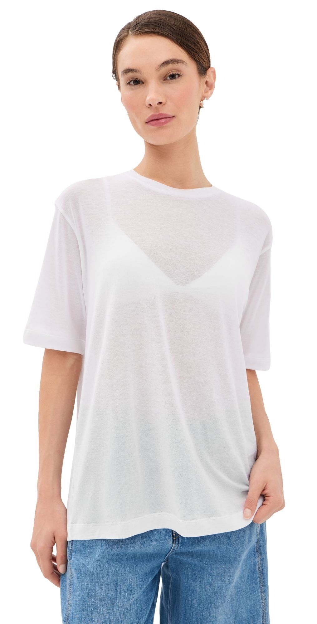 Tibi Sheer Crepe Knit Tee White S