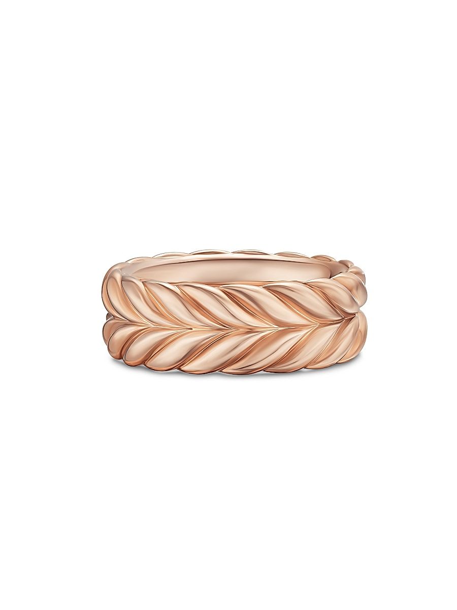Men's Chevron Band Ring in 18K Rose Gold, 9MM - Gold - Size 7