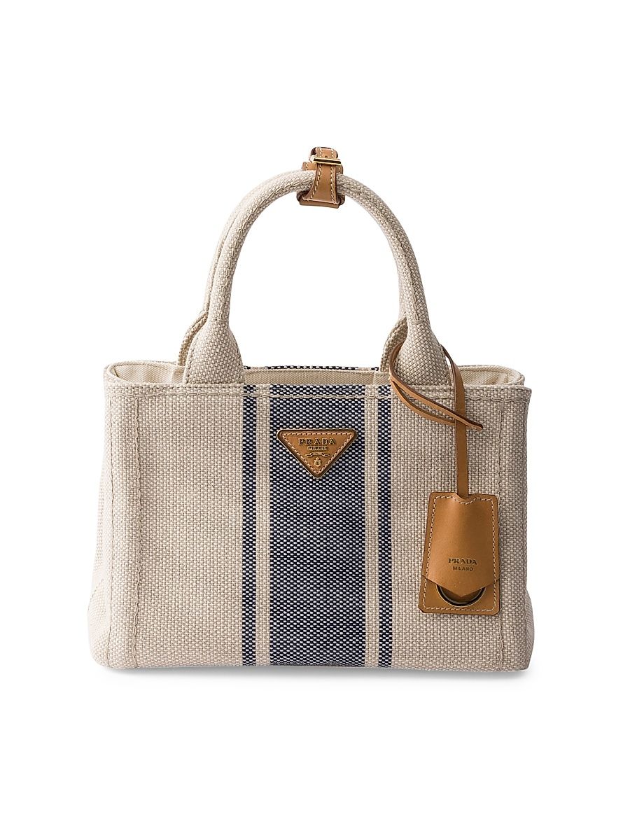 Women's Jardinière Small Cotton Canvas Top Handle Bag - Beige Khaki