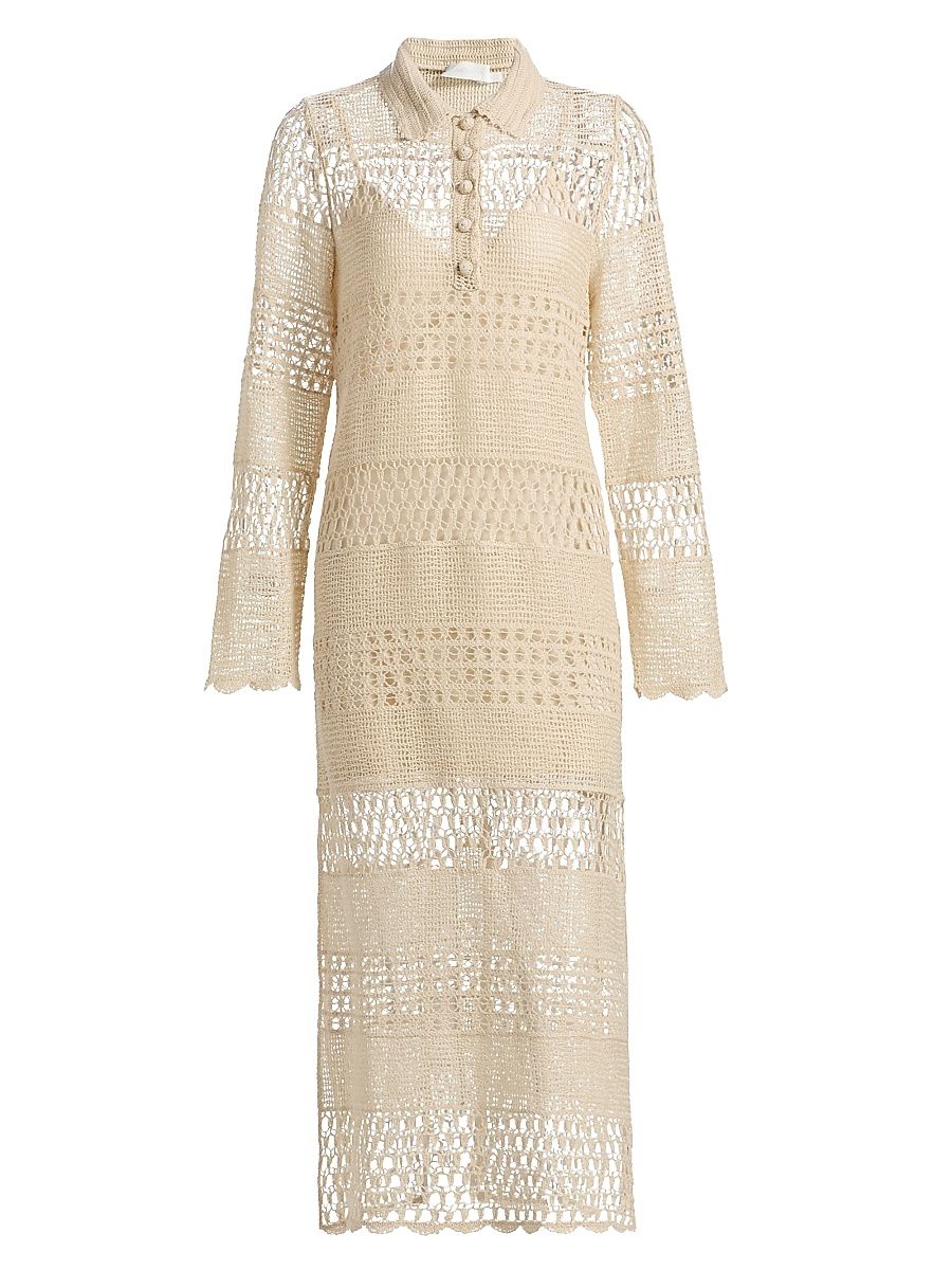 Women's Wanderlust Sun Crochet Maxi Dress - Natural - Size 10