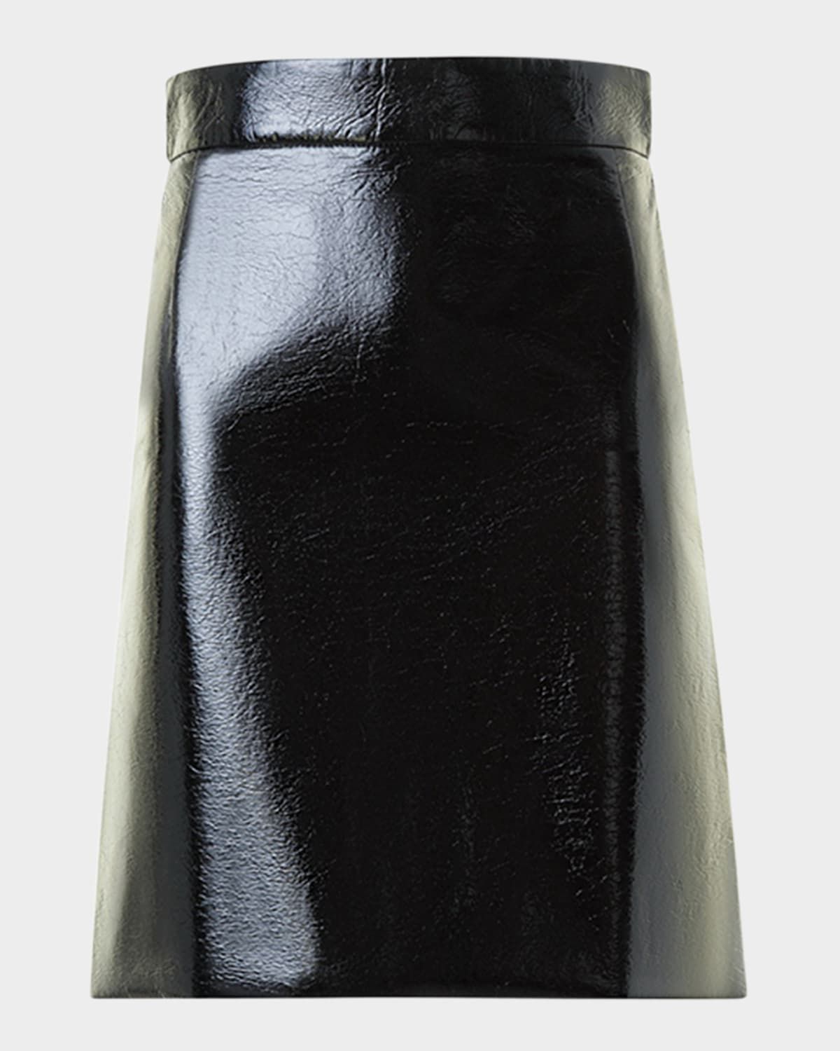 Crinkled Lacquered Mini Skirt