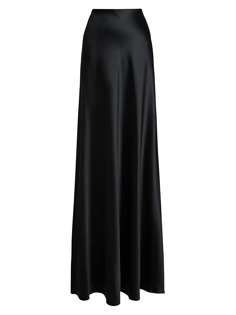 Women's Masina Stretch Satin Maxi Skirt - Black - Size 8