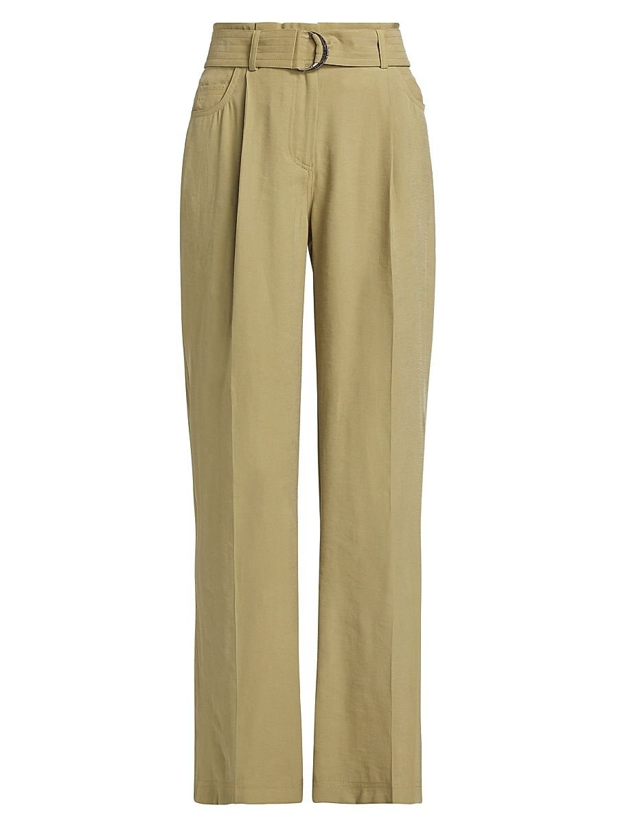 Women's Dola Belted Pleated-Front Pants - Khaki - Size XS