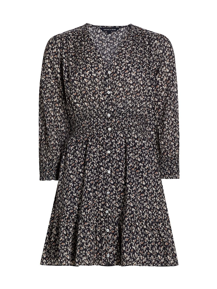 Women's Katari Floral Cotton Minidress - Navy Multi - Size 2