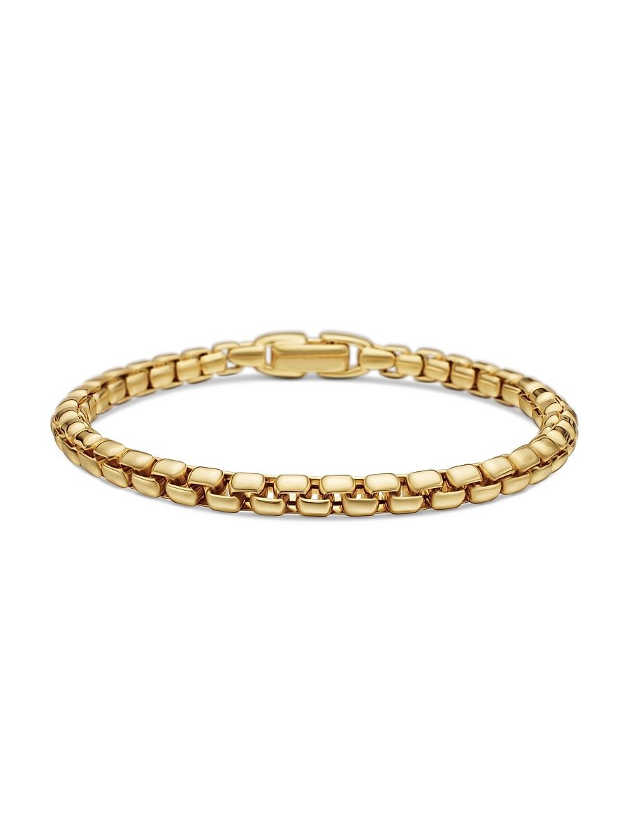 Men's Box Chain Bracelet in 18K Yellow Gold, 5mm - Gold - Size XL