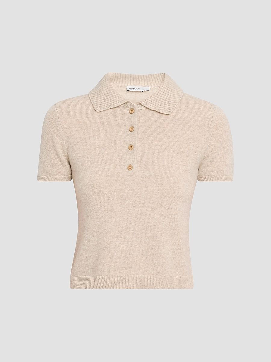 Women's Twila Cashmere Polo Shirt - Ivory - Size XL