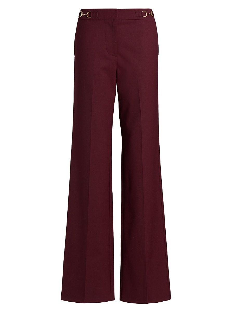 Women's Quartier Wool-Blend Mid-Rise Pants - Bordeaux - Size 2
