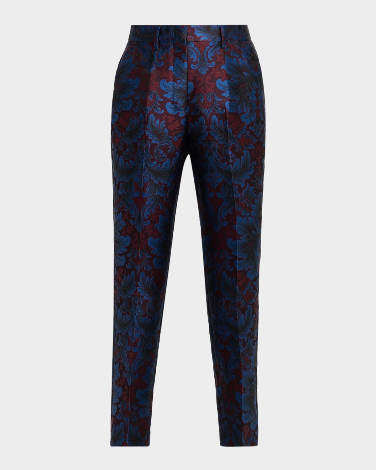 Brocade Slim-Leg Crop Trousers
