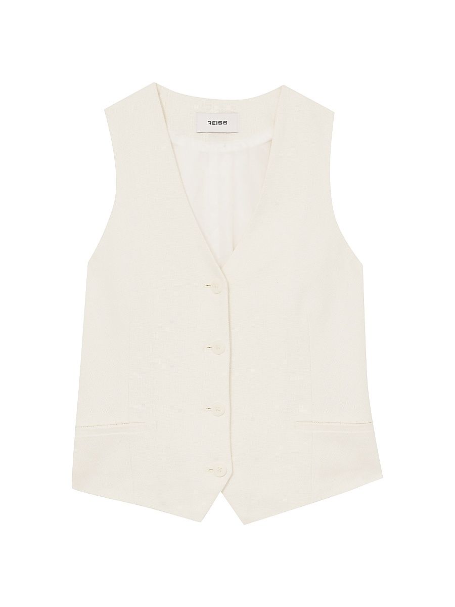 Women's Devon Woven Vest - White - Size 12