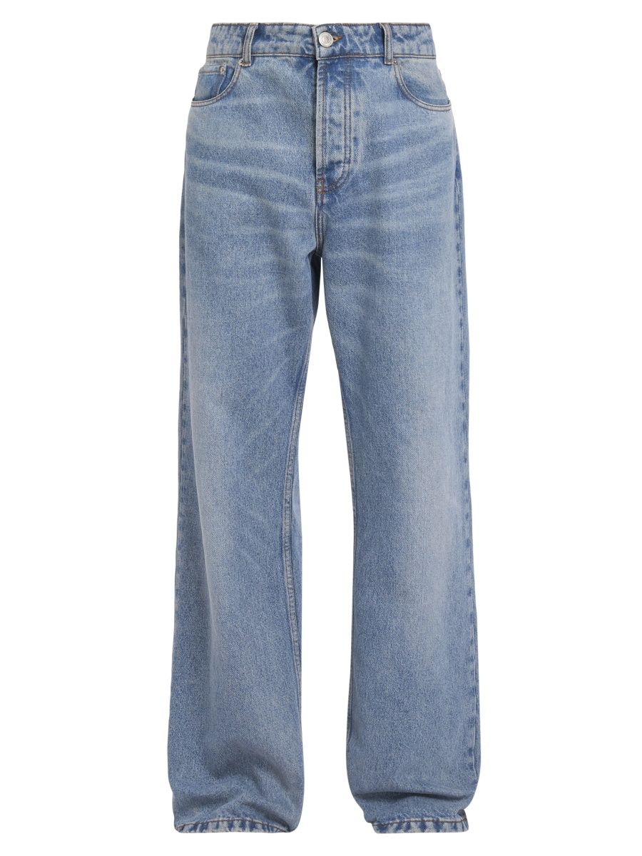 AMI Paris Men's Classic Fit Straight-Leg Jeans - Used Blue - Size 30